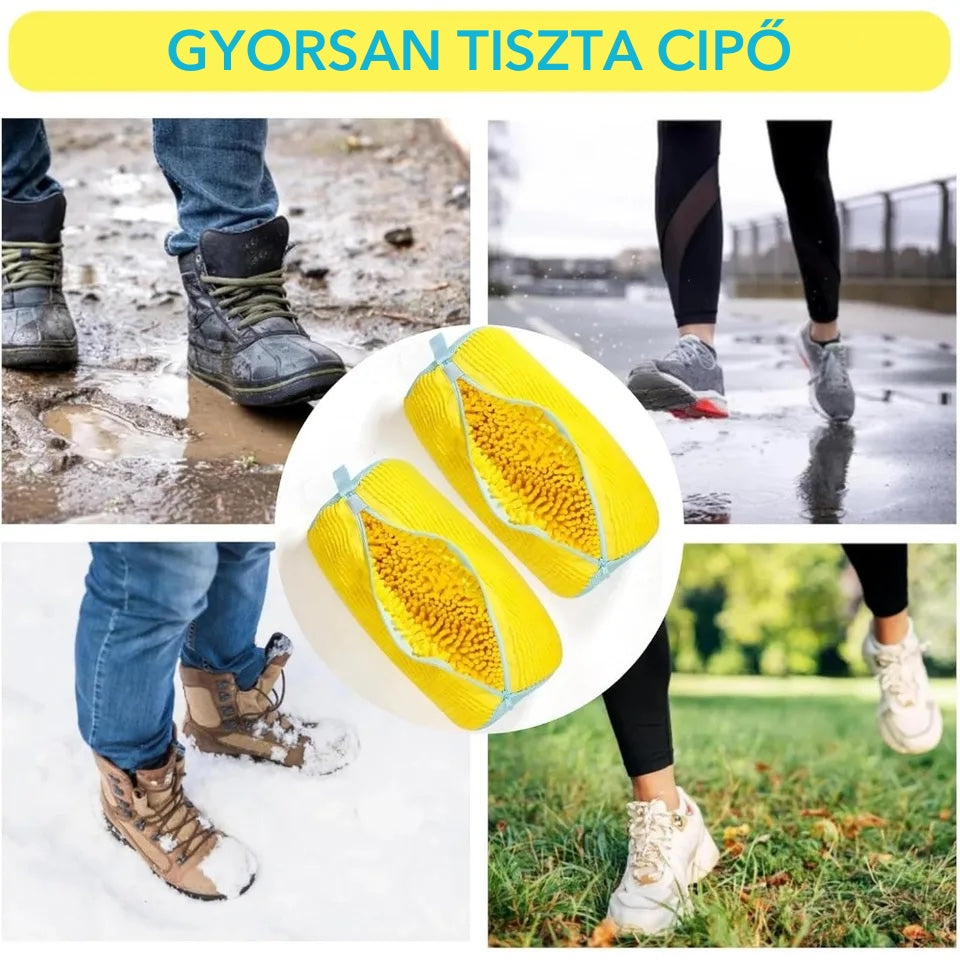 Sáros cipők tisztítása cipőmosó zsákkal